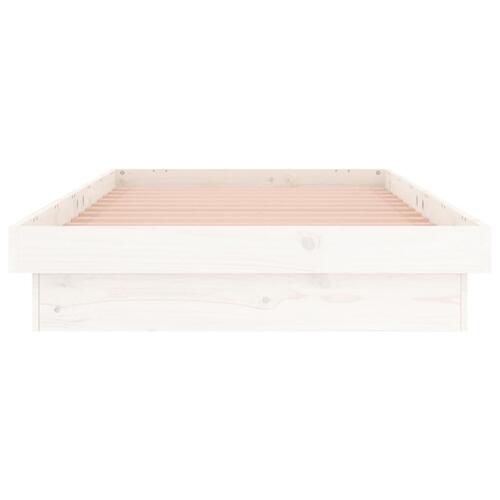 Sengeramme med LED-lys 100x200 cm massivt træ hvid