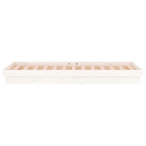 Sengeramme med LED-lys 100x200 cm massivt træ hvid