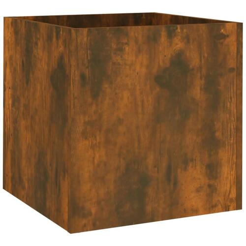 Plantekasse 40x40x40 cm konstrueret træ røget egetræsfarve