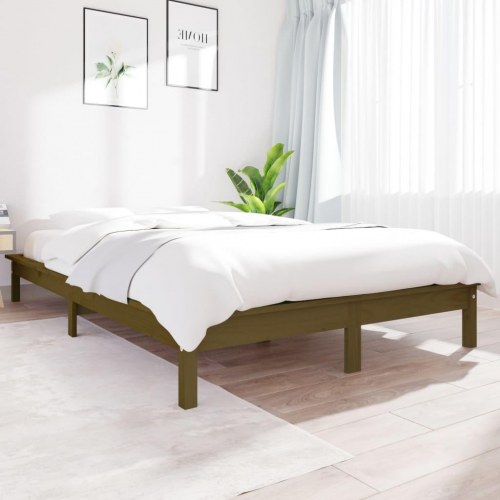 Sengeramme 180×200 cm - massivt fyrretræ, gyldenbrun (Super King)