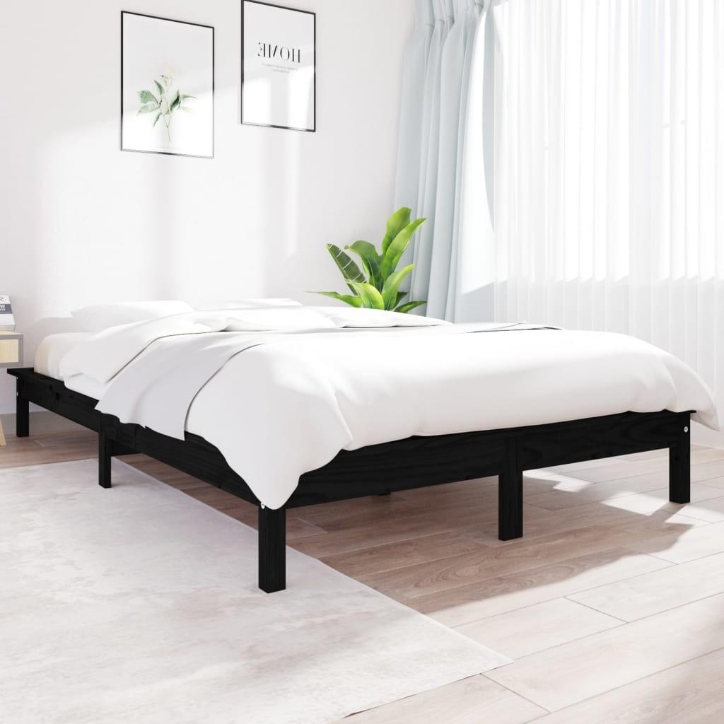 vidaXL sengeramme 180x200 cm massivt fyrretræ sort