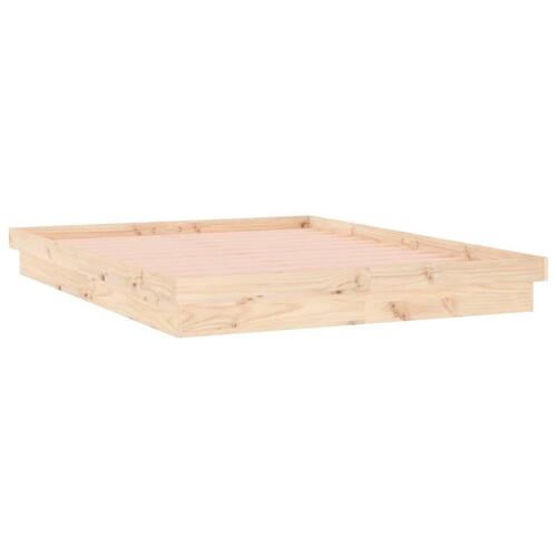 Sengeramme med LED-lys 150x200 cm kingsize massivt træ