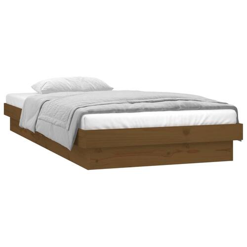 Sengeramme m. LED-lys 75x190 cm Small Single massivt træ brun