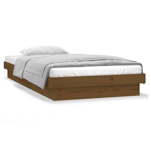 Sengeramme m. LED-lys 75x190 cm Small Single massivt træ brun