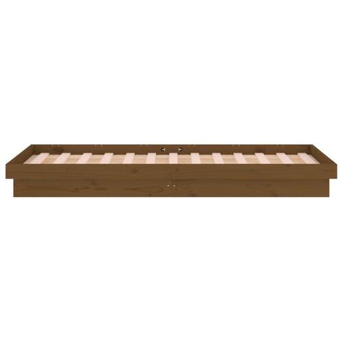 Sengeramme m. LED-lys 75x190 cm Small Single massivt træ brun