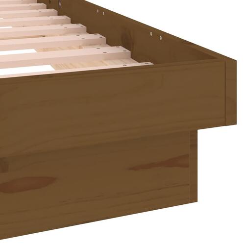 Sengeramme m. LED-lys 75x190 cm Small Single massivt træ brun
