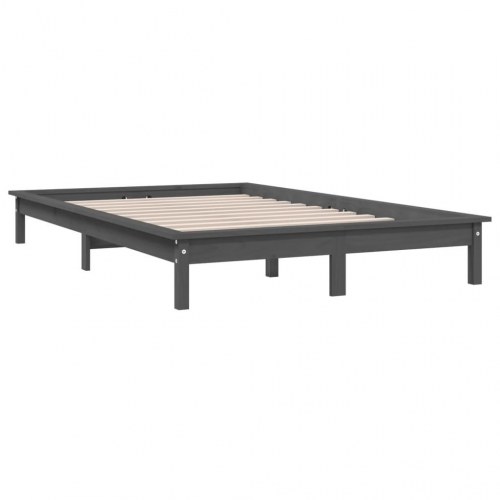 Sengeramme 120 x 190 cm Small Double i massivt fyrretræ - grå