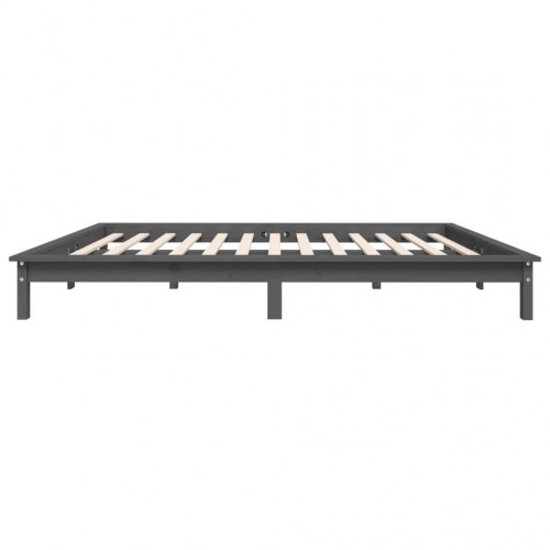 Sengeramme 120 x 190 cm Small Double i massivt fyrretræ - grå