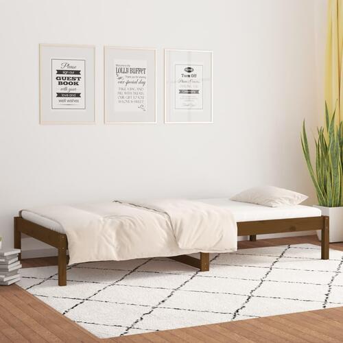 Daybed 90x200 cm massivt fyrretræ gyldenbrun