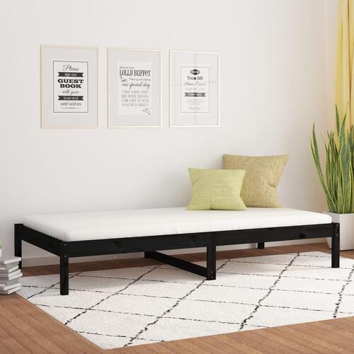 Daybed 80x200 cm massivt fyrretræ sort