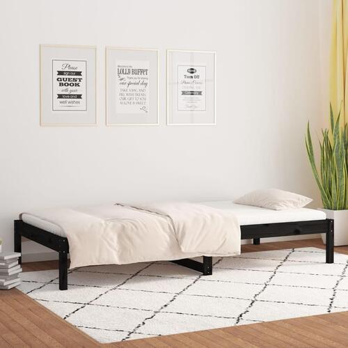 Daybed 80x200 cm massivt fyrretræ sort