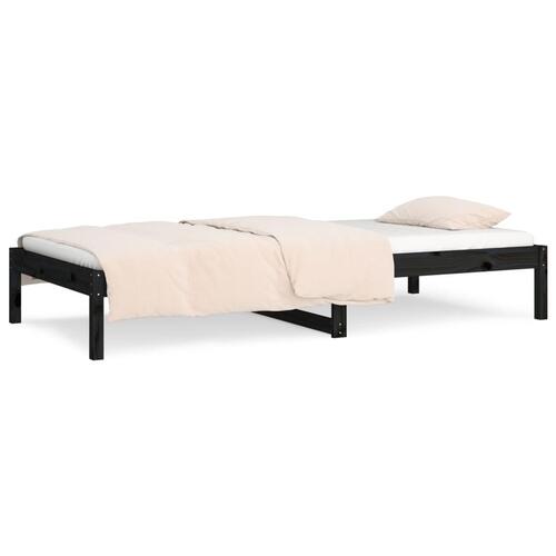 Daybed 80x200 cm massivt fyrretræ sort