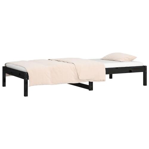 Daybed 80x200 cm massivt fyrretræ sort