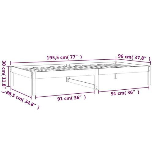 Daybed 90x190 cm Single massivt fyrretræ hvid