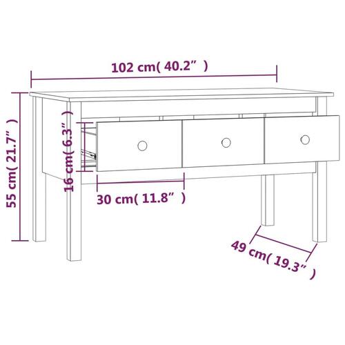 Sofabord 102x49x55 cm massivt fyrretræ gyldenbrun