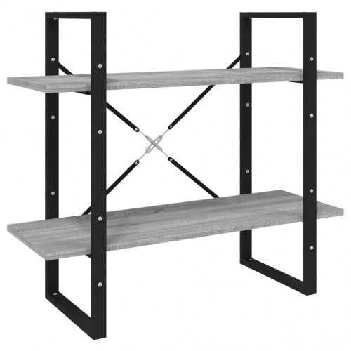 Bogreol med 2 hylder 80 x 30 x 70 cm - grå sonoma