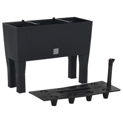 Høj plantekasse 60x25x46 cm PP-rattan antracitgrå
