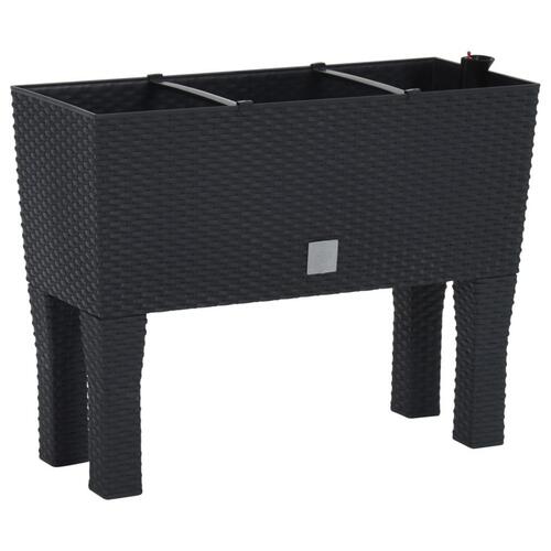 Høj plantekasse 60x25x46 cm PP-rattan antracitgrå
