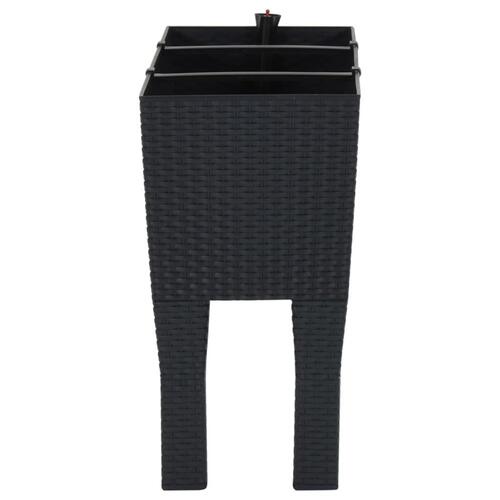 Høj plantekasse 60x25x46 cm PP-rattan antracitgrå