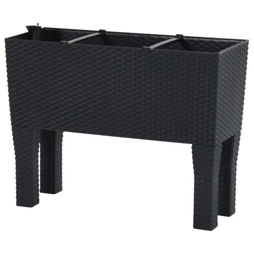 Høj plantekasse 60x25x46 cm PP-rattan antracitgrå