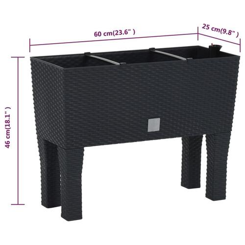 Høj plantekasse 60x25x46 cm PP-rattan antracitgrå