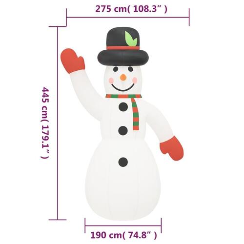 Oppustelig snemand med LED'er 455 cm
