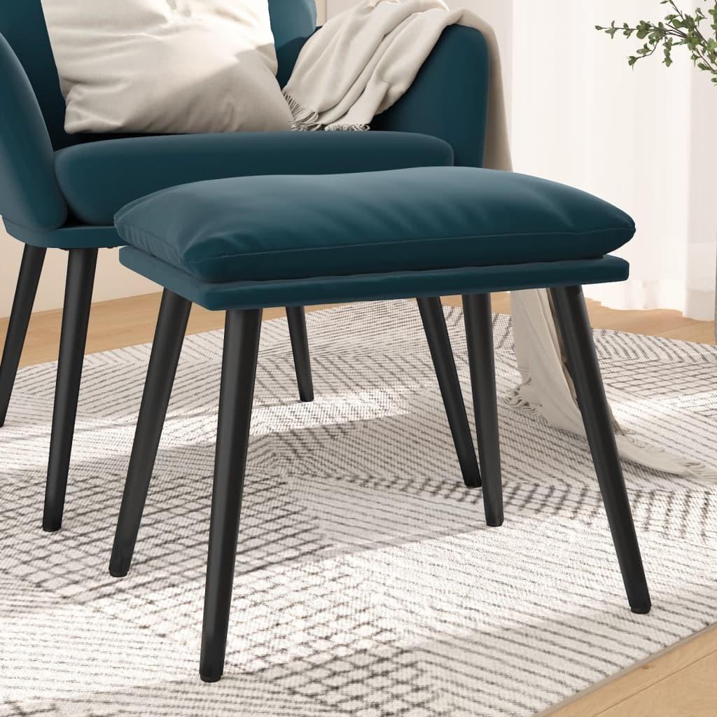 Fodskammel i fløjl - 45 × 29,5 × 35 cm, blå