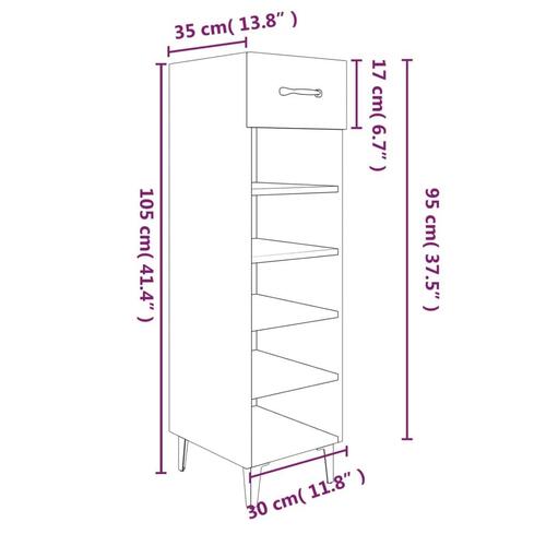 Skoreol 30x35x105 cm konstrueret træ hvid