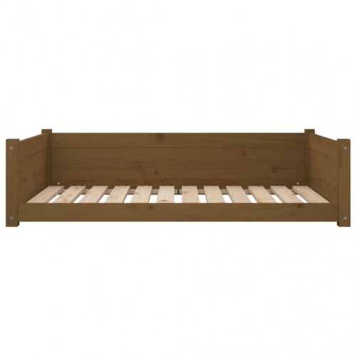 Hundeseng 105,5x75,5x28 cm massivt fyrretræ gyldenbrun