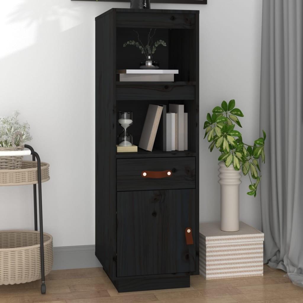 vidaXL højskab 34x40x108,5 cm massivt fyrretræ sort