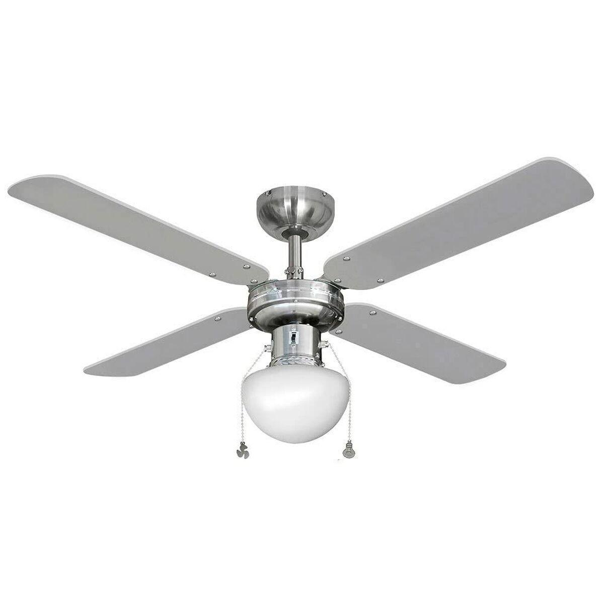 Loftsventilator Med Lys Edm 33801 Caribe Sølvfarvet