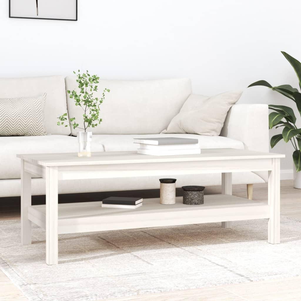 Sofabord 110x50x40 cm massivt fyrretræ hvid