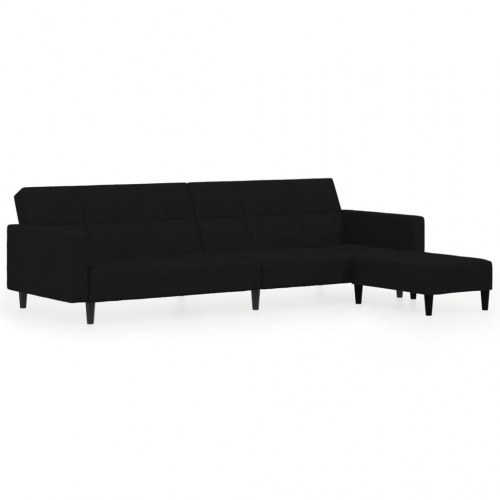 2-personers sovesofa med skammel mikrofiberstof sort