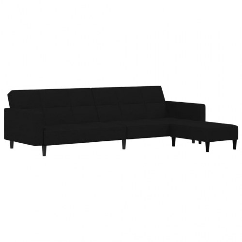 2-personers sovesofa med skammel mikrofiberstof sort