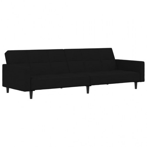 2-personers sovesofa med skammel mikrofiberstof sort
