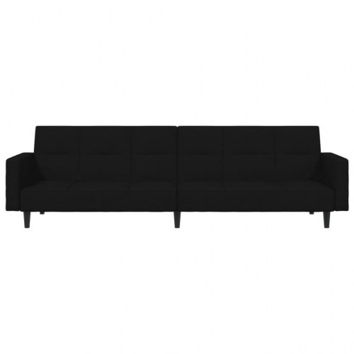 2-personers sovesofa med skammel mikrofiberstof sort