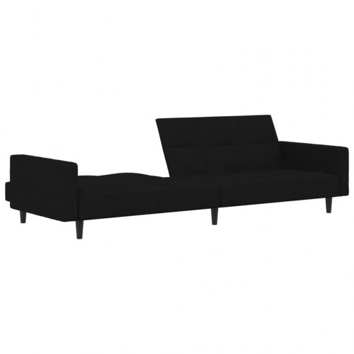 2-personers sovesofa med skammel mikrofiberstof sort
