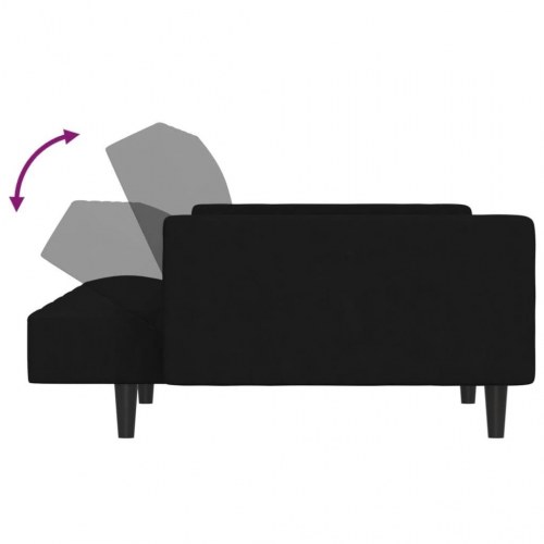 2-personers sovesofa med skammel mikrofiberstof sort