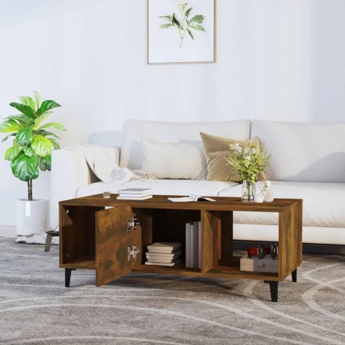 Sofabord i konstrueret træ - 102×50×40 cm, røget egetræsfarve