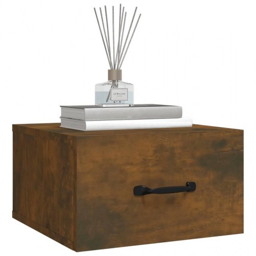 Væghængt sengebord 35x35x20 cm røget egetræsfarve