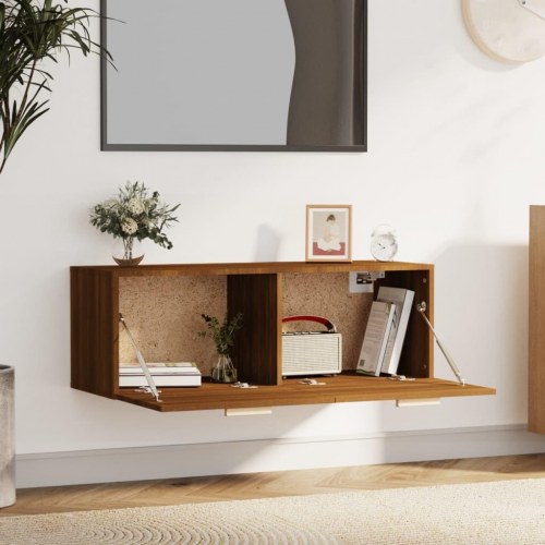 Vægskab 100×36,5×35 cm - konstrueret træ, brun egetræsfarve