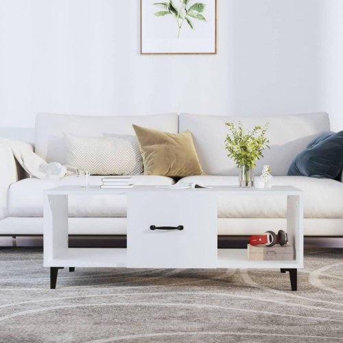 Sofabord i konstrueret træ - hvid, 102 × 50 × 40 cm