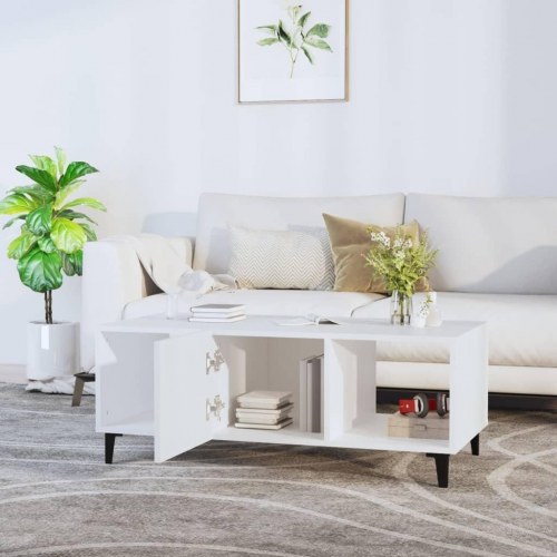 Sofabord i konstrueret træ - hvid, 102 × 50 × 40 cm