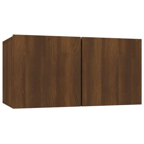 Væghængt tv-bord 60x30x30 cm konstrueret træ brun egetræ