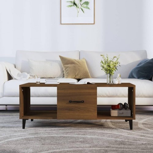 Sofabord med opbevaring 102×50×40 cm - brun egetræsfarve