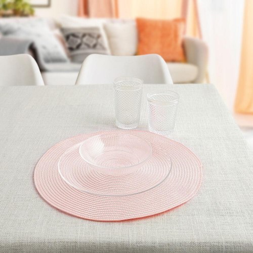 Vita Peoni dækkeservietter - pink plastik Ø38 cm (12 stk)