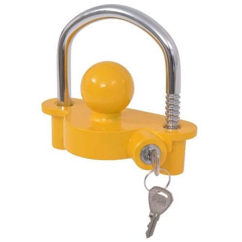 Trailerlås med 2 nøgler stål og aluminiumlegering gul