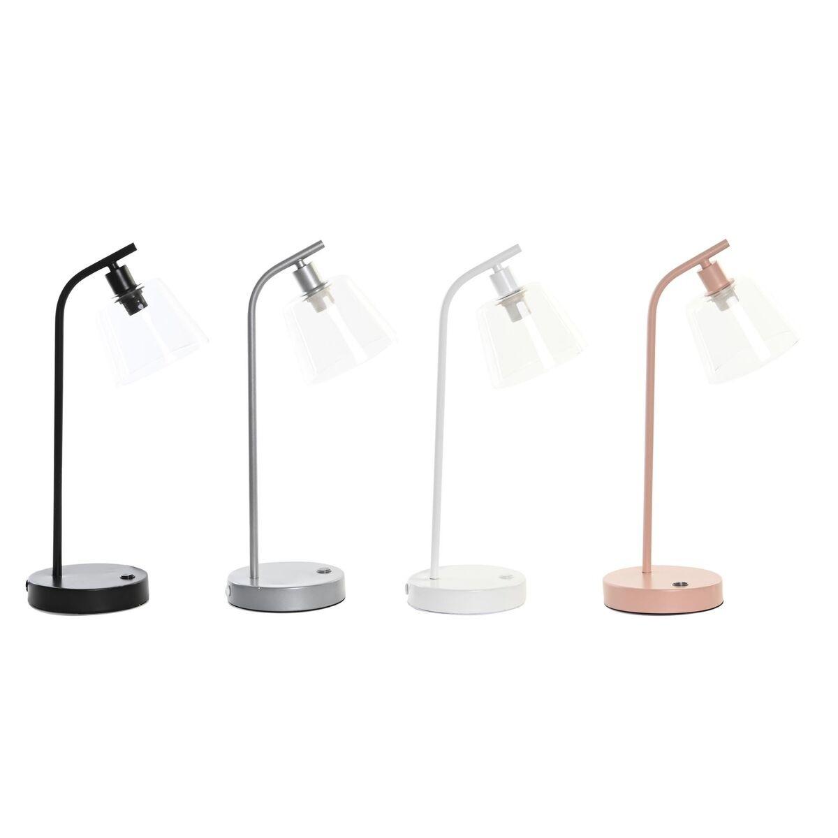 Bordlampe 22 X 15 X 46 Cm Krystal Sølvfarvet Sort Grå Pink Metal Hvid 220 V 40 W 25 W 4 Dele