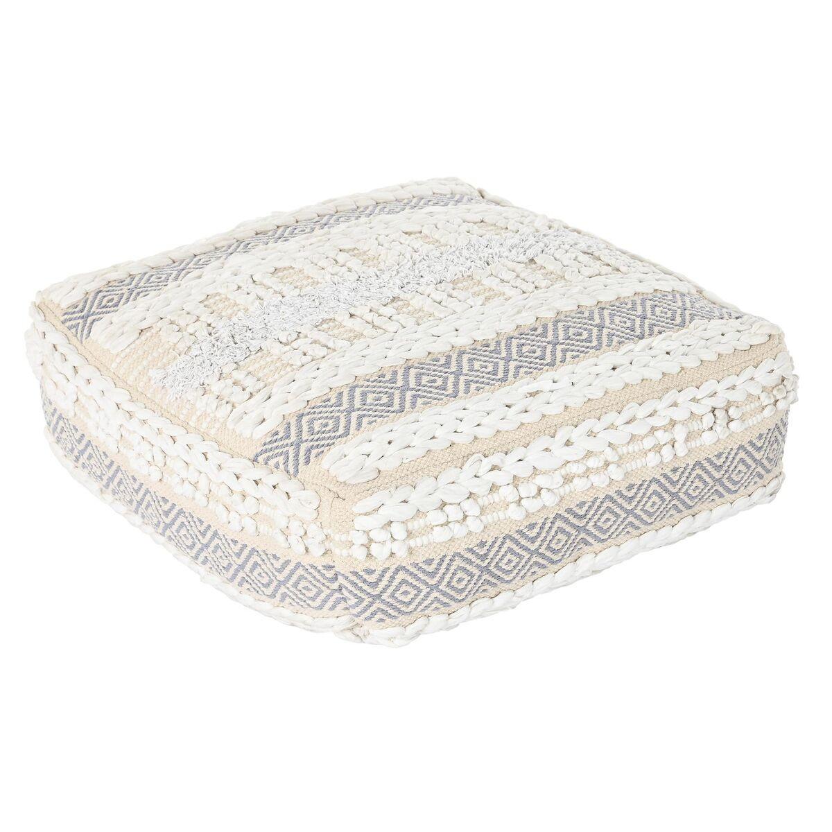 Pude Gulv Hvid Grå Firkantet Boho 60 X 60 X 25 Cm