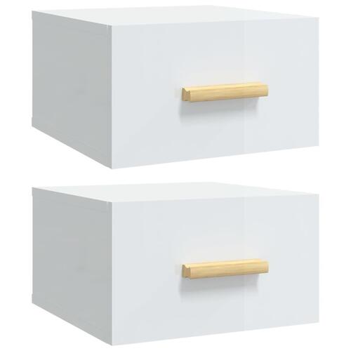 Væghængte sengeborde 2 stk. 50x36x25 cm hvid højglans